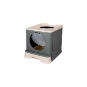 Dazhom - Bac Litière Chat Maison de Toilette Portable pour Chat 48x39x34cm Gris Vert