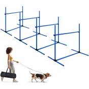 Set d'agilité pour chien avec 4 haies, set d'entraînement avec poteaux de slalom réglables en hauteur, sac de transport inclus, pour chiens,
