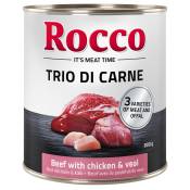 6x800g Rocco Classic Trio de viandes bœuf, poulet, veau - Pâtée pour chien
