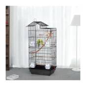 Hofuton Cage à oiseaux volière avec mangeoires perchoirs plateau excrément amovible cage pour canaris perruches perroquets 4635.599cm noir