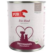 Lot Herrmann's Pure Viande Bio 24 x 800 g pour chien et chat - bœuf bio
