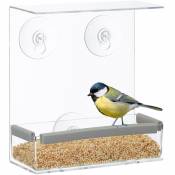 Mangeoire à oiseaux, Distributeur de nourriture en acrylique, à suspendre, 16,5 x 15 x 7,5 cm, transparent - Relaxdays