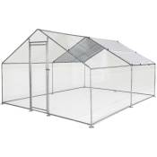 Enclos pour poulailler en acier galvanisé. toit imperméable et anti UV. porte avec loquet 12 m²