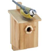 Nichoir pour oiseaux, à accrocher, bois non traité, trou d'envol de 28 mm, hlp: 32x16x17 cm, nature - Relaxdays