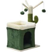 Arbre à chat Forme de cactus Arbre d'escalade de Grattage 70cm avec 4mm de Sisal Maison Hamac - grün - Fudajo