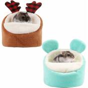 2pcs lit pour animaux de compagnie lit de hamster chaud d'hiver (vert/café) Fei Yu