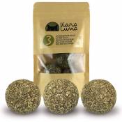 3 balles d'herbe à chat KaraLuna i Jouets fabriqués à partir d'herbe à chat 100% séchée et pressée naturellement i Balles de jouet pour chat