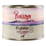 Lot Purizon Organic Bio 12 x 200 g pour chien - canard, poulet & courgettes