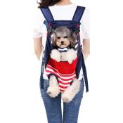 Tigrezy - Dog Carrier Backpack Hands-Free Adjustable Pet Travel Carrier for Small Medium Dogs Cats Motorcycle Hiking Walking (Red and Blue Stripes)