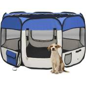 Vidaxl - Parc pliable pour chien avec sac de transport Bleu 110x110x58cm