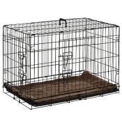 Cage de transport pliante pour chien poignée, plateau