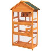 PawHut Cage à oiseaux en bois cage perroquet aire de jeux toit asphalte imperméable 92 x 52 x 171 cm orange