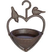 Relaxdays - Bain d'oiseaux à suspendre, au design antique, inscription welcome, fonte de fer, hlp 21x15,5x12,5 cm, marron