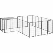 Helloshop26 - Chenil extérieur cage enclos parc animaux chien 8,47 m² 110 cm acier noir - Noir