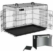 Cage pour chien pliable avec 2 portes verrouillable plateau amovible et housse de protection 92x58x64cm