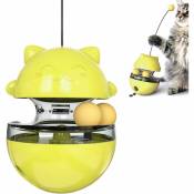 Jaune) Jouets pour chat 4 en 1, boules interactives pour chat avec doubles boules, jouets interactifs pour chat, distributeur de nourriture pour chat
