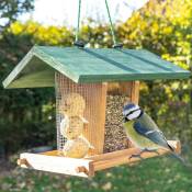 Mangeoire extérieur à suspendre pour oiseaux sauvages pour jardin balcon Distributeur de graines «325 Cabane marron-vert»