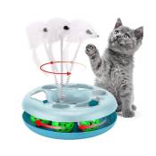 Circuit de jeu pour chat, jouet interactif d'intérieur avec souris et balles pour chat coloris bleu - Diamètre 25 x Hauteur 7 cm -JUANIO-