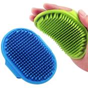 Crea - 2 Pack Dog Bath Brush Dog Grooming Brush Pet Shampoo Bath Brush Soothing Massage Rubber Comb With Adjustable Loop Handle For Long And Short