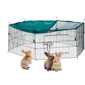 Relaxdays - Cage extérieur lapin, avec filet, enclos pour rongeurs, avec protection contre le soleil, ø 110 cm, vert
