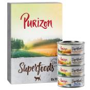 Lot Purizon Superfoods 12 x 70 g - lot mixte (2 x poulet, 2 x thon, 1 x sanglier, 1 x gibier)