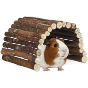 Pont en bois rongeur, tunnel pour cage, hamsters, peut être plié, bois de chima, hlp 2x29x17cm, nature - Relaxdays