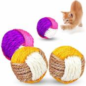 4 pièces balle de sisal chat balle chaton sisal balle jouet animal de compagnie sisal balle interactif chat interactif sisal balle animal de compagnie