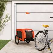 Remorque de vélo pour chien orange et noir tissu oxford et fer
