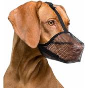 L, Noir) 1 pièce, muselière respirante pour petits, moyens et grands chiens pour empêcher les chiens de se nourrir, de mordre et de mâcher.