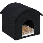 Niche pour chat, pliable et moelleux, lieu de refuge, surface à griffer, h x l x p : 44 x 48 x 41 cm, noir - Relaxdays