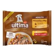 44 x 100 g Ultima Fit & Delicious Mini pour chiens adultes au poulet et au bœuf, nourriture humide pour chien