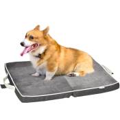 Coussin matelas chien ou chat lit pliable portable déhoussable lavable velours mousse à mémoire de forme gris