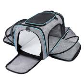 L&h-cfcahl - Sac de chat sortir portable portable portable sac d'animal de compagnie pliable extensible gris avec bleu s