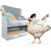 Naizy - 15 kg d'aliments pour poulets Grande mangeoire automatique pour poulets, mangeoire galvanisée, support mural avec couvercle, mitaine et