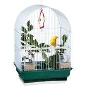 Relaxdays - cage à oiseaux, volière, pinsons, canaris, perchoir, mangeoire, h x l x p 49,5 x 34,5 x 28 cm, blanc/vert