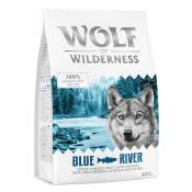 400g Offre découverte Wolf of Wilderness Adult Blue River, saumon - Croquettes pour chien