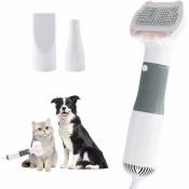 Sèche-cheveux pour chien, sèche-cheveux 3 en 1 et brosse pour chien pour toilettage de chien, sèche-cheveux très silencieux, portable avec 2 buses