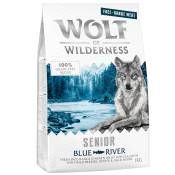 2x1kg Senior Blue River poulet élevé en liberté, saumon Wolf of Wilderness Croquettes pour chien : -25% !