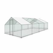 Enclos pour poulailler 24 m² - Babette - Volière en acier galvanisé bâche de toit imperméable et anti UV porte avec loquet enclos pour animaux 3x8m