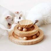 Jouet interactif en bois pour chat - Double couche