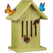 Relaxdays - Abri à papillons à suspendre coloré jardin balcon nichoire refuge HxlxP: 25,5 x 18,5 x 12 cm, vert