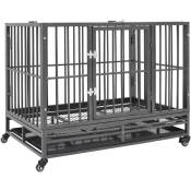 Vidaxl - Cage pour chien avec roues et toit Acier 102x72x85