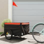 Vidaxl - Remorque pour vélo noir et orange 45 kg fer