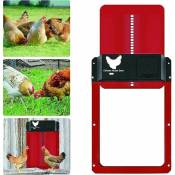 Chicken Coop Door - Porte automatique avec capteur de lumière - Étanche - Avec porte à induction légère (rouge)————Produits de vente chaude