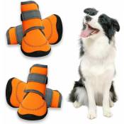 Dog Shoes Patte Protégez Chaussures De Course pour Grand Chien avec Les Bretelles Réfléchissant Réglable Semelle Anti-Slip Orange 4PCS