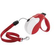 Laisse rétractable pour chiens AMIGO CORD SMALL, cordon rétractable, 5 mètres, max 15 kg, Rouge
