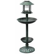 Décoshop26 - Baignoire mangeoire fontaine bain d'oiseaux verte avec lampe solaire 39x39x97 cm
