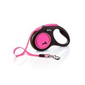 Laisse New Neon M Tape 5 m black/ neon pink Flexi CL21T5-251-S-NEOP