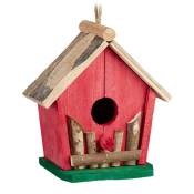 Mini nichoir d'oiseau, à suspendre, pour balcon & jardin, bois, maison d'oiseaux déco, 18 x 17 x 11 cm, coloré - Relaxdays