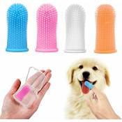 Brosse à dents pour chien, kit brosse à dents doigt (paquet de 4), poils entièrement enveloppés, dents faciles à nettoyer, soins dentaires pour